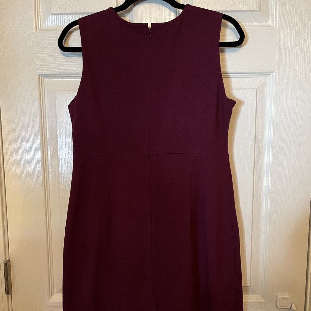 Lands End Dress Womens Sz 10 Ponte Knit Sleeveless Back Zip Sheath BURGUNDY WINE